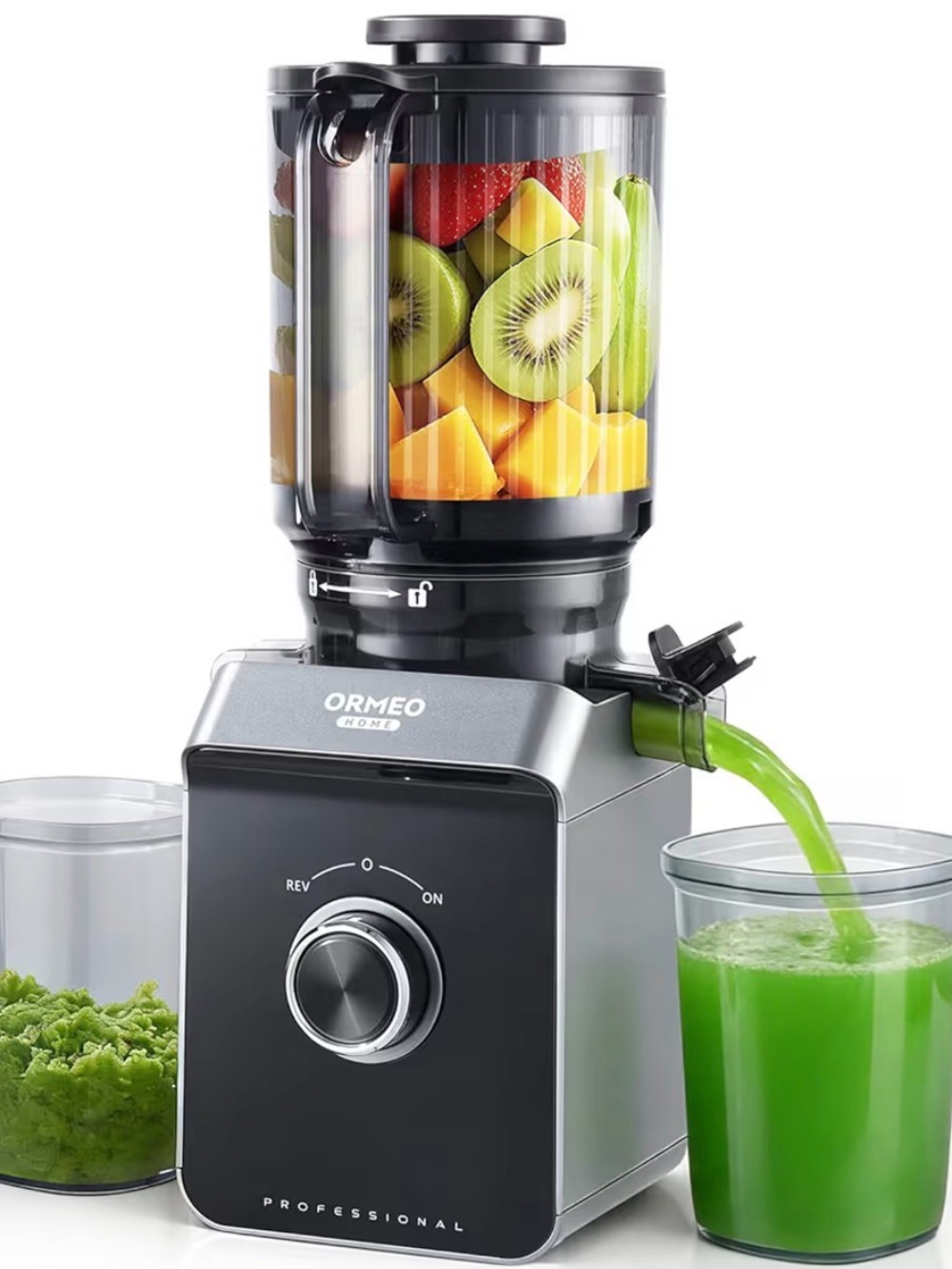 ORMEO Home Cold Press Juicer - 5.5” Large Feed Chute